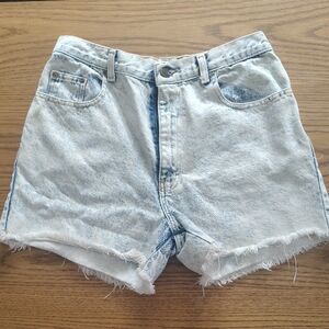 Sasson Jeans Washed Light Blue High-Rise Cutoff Denim Shorts